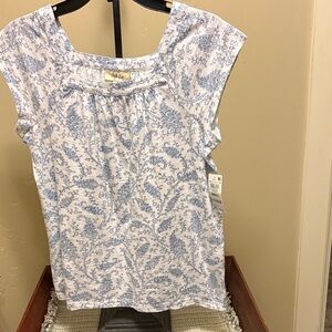 Style & Co. Blue and White Floral Tank Top